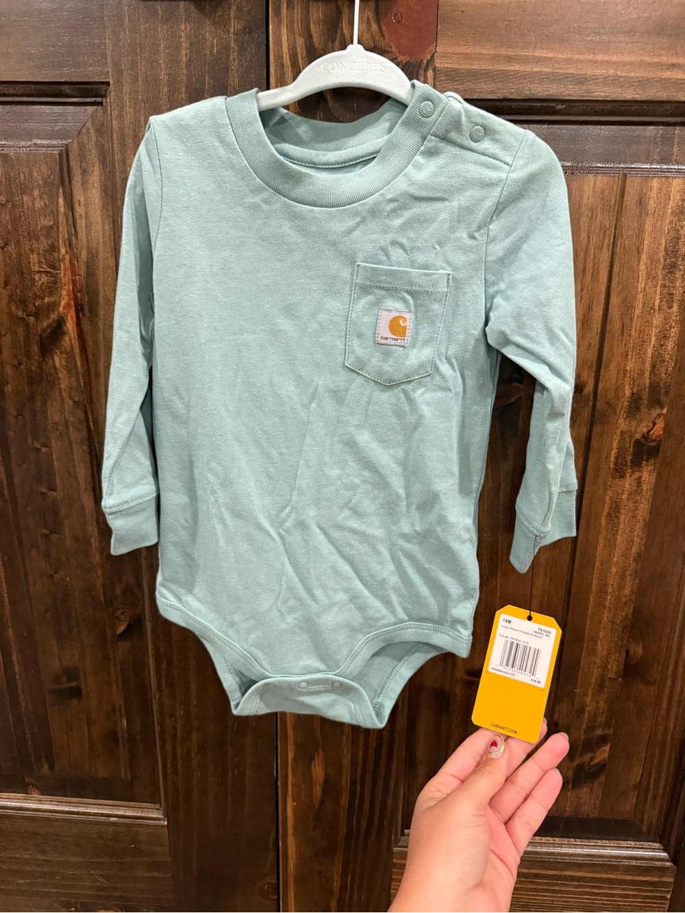 Carhartt Baby Long-Sleeve One-Piece Bodysuit in Light Teal